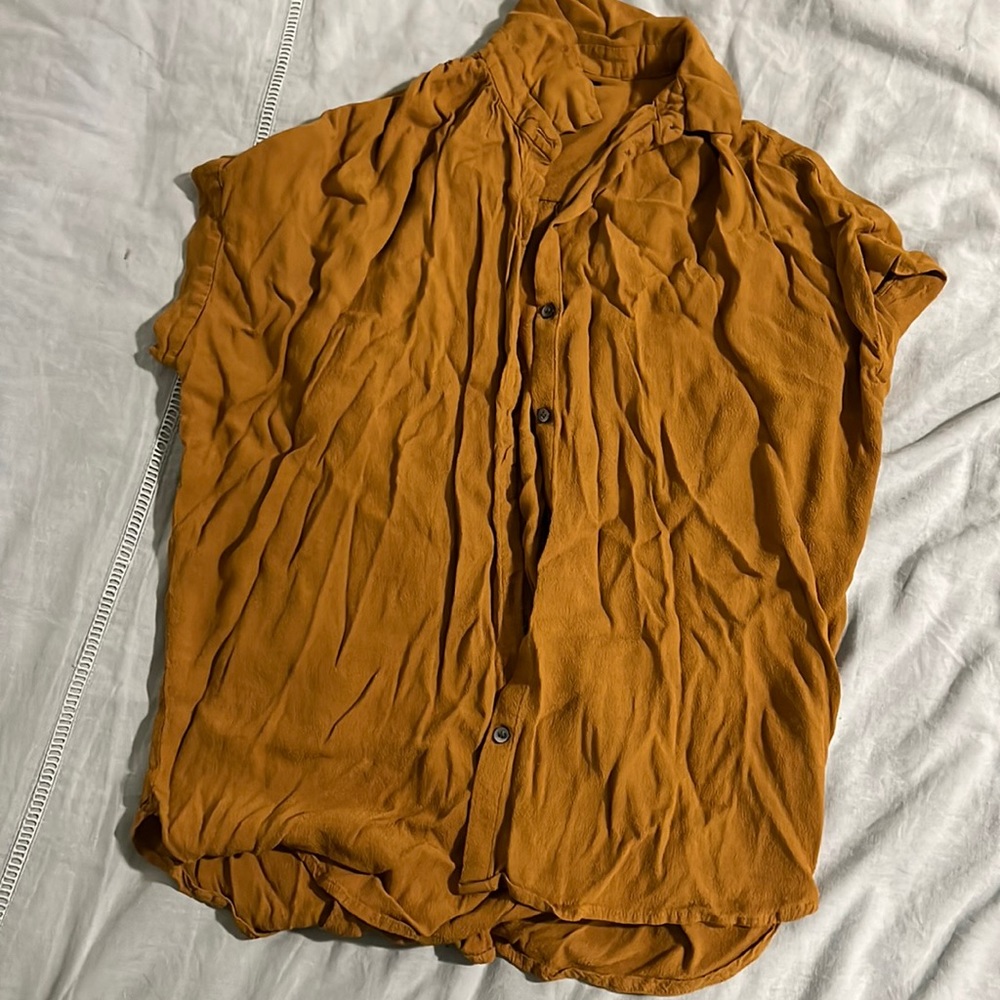 Madewell central drapey button down mustard yellow